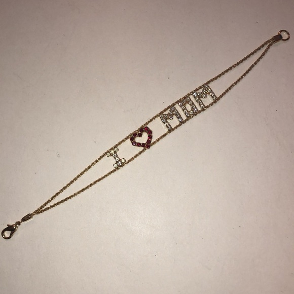 Gold Tone and Red 'I Love Mom' Bracelet - Picture 3 of 4